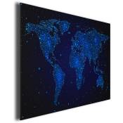 Hxadeco - Tableau deco murale carte du monde night, 80,50cm - Bleu