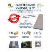 Kit complet 15 m² terrasse composite Coexprotect® coloris Grege