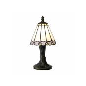 Lampe de table Tiffany Calais 1 Ampoule Blanc/Gris/Transparent