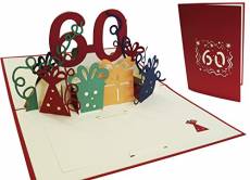 Lin de Pop up Cartes de vœux pour 60e anniversaire gebur, cartes d'anniversaire cartes de vœux Cartes de vœux Anniversaire