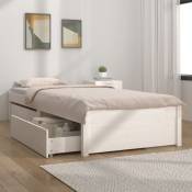Lit simple pour adulte - Cadre de lit avec tiroirs Blanc 90x190 cm Simple BV222250