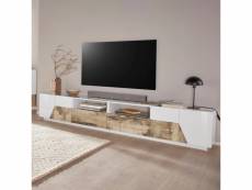 Meuble tv salon 260x43cm mur moderne bois blanc more wood AHD Amazing Home Design
