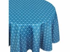 Nappe ovale 180x240 cm imprimée 100% polyester paco géométrique bleu curacao