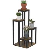 Outsunny Support pour plantes étagère à fleurs 4 étagères différentes hauteurs structure acier 40 x 40 x 81 cm noir