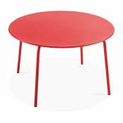Oviala - Table de jardin ronde en acier rouge 120 x