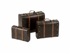 Paris prix - lot de 3 valises déco "rétro vintage" 45cm marron