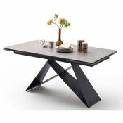 Pegane Table à manger extensible en métal noir mat et surface en céramique gris clair - L.160-240 x H.75 x P.90 cm -PEGANE-