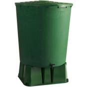 Récupérateur d'eau de pluie rond 500 l + Socle + Kit collecteur - Vert Bellijardin