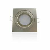 Support spot encastrable carré orientable brossé | GU10 - Aluminium brossé - Aluminium brossé