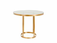 Table à manger 4 places métal doré plateau verre goldena 1894