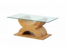 Table basse, avec structure en mdf stratifié chêne et étagère en verre, 110x60x45 cm 8052773562188