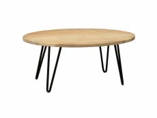 Table basse ovale bois clair manguier massif l100 cm