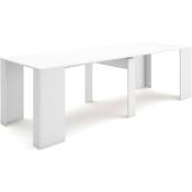 Table console extensible, Console meuble, 260, Pour 12 personnes, Table à Manger, Style moderne, Blanc - Skraut Home