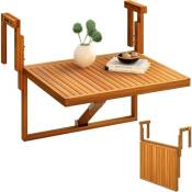 Table de terrasse pliante de balcon réglable en bois d'acacia fsc teck doré 70 x 60 cm - Dripex