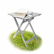 Table pliante, résistante aux intempéries, HxLxP: 61 x 49,5 x 47,5 cm, pour le jardin, aluminium, argenté - Relaxdays