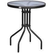 Table ronde bistro de jardin métal époxy noir plateau