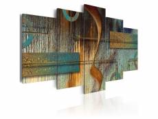 Tableau sur toile en 5 panneaux décoration murale image imprimée cadre en bois à suspendre note exotique 100x50 cm 11_0001232