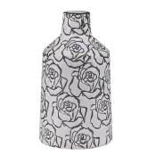 Vase Décoratif en Céramique Blanc Motif Floral Roses Noir de Style Vintage pour Salon ou Salle à Manger Beliani