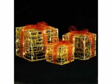 Vidaxl boîtes-cadeaux de noël décoratives 3 pcs acrylique blanc chaud
