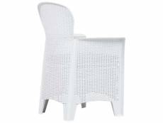 Vidaxl meuble à dîner d'extérieur 5pcs plastique blanc aspect de rotin 276108