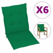 Vidaxl vidaXL Coussins de chaise de jardin 6 pcs Vert 100x50x3 cm