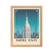 Affiche New York Empire State Building avec Cadre (Bois)