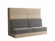 Armoire lit escamotable vertigo sofa chêne canapé gris couchage 140*200 cm 20100892969