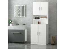 Armoire pour lave-linge avec 4 portes, blanc, 70x190x70