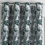 Atmosphera - Rideau Bejuco motifs jacquard vert cèdre 140x260cm créateur d'intérieur - Vert cèdre