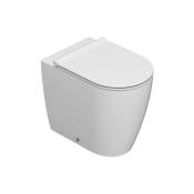 Baignoire sur pieds sans bord en céramique 53x34 cm Globo Mode ME001BI Blanc - Céramique - Avec couvercle de toilette à fermeture souple