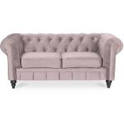 Canapé Chesterfield Velours 2 Places Altesse Taupe - Taupe