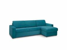 Canapé d'angle convertible night edition velours express couchage 140 cm bleu paon 20100885141