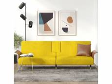 Canapé-lit convertible - canapé pour salon avec porte-gobelets jaune velours meuble pro frco43327