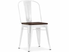 Chaise carrée stylix - métal et bois foncé blanc