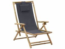 Chaise de relaxation inclinable gris foncé bambou