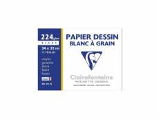 Clairefontaine - pochette dessin - papier a grain p.e.f.c - 24 x 32 - 12 feuilles - 224g - blanc CLA3329680961768