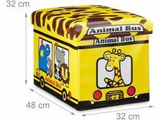 Coffre à jouets similicuir boîte couvercle tabouret pouf enfant pliable jaune helloshop26 13_0000781_6