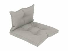 Coussins de sol canapé de palette en tissu taupe dossier et assise dec021596