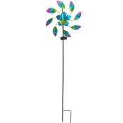 Décor de jardin en fer forgé peint paon lumière solaire moulin à vent bleu brillant paon ornement jardinage Statue décorative