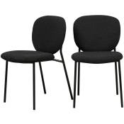 Drawer - Lot de 2 chaises en tissu bouclette et métal - Dalby - Couleur - Noir