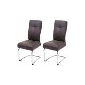 Ensemble de 2 chaises de salle à manger avec une texture de traîneau en tissu Couleur : gris