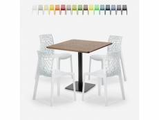 Ensemble table bois métal horeca 90x90cm 4 chaises