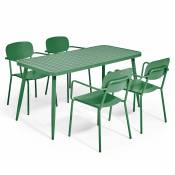 Ensemble table de jardin et 4 fauteuils en aluminium