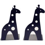 Fei Yu - Serre-livres en métal antidérapant en forme de girafe - 21 cm - Pour enfants - Pour bibliothèque, école, bureau, maison, étude - Noir