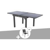 Hesperide - Ensemble repas table extensible carrée en verre + 8 fauteuils - Piazza - Hespéride