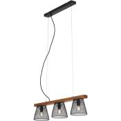 Lampe à suspendre Briloner leuchten taunus, 25 w, IP20, noir, métal-bois, excl. 3x E14, 65 x 15 x 136 cm