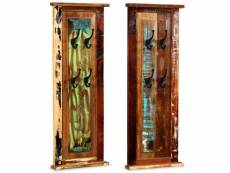 Lot de 2 portes-manteaux en bois de récupération massif 38 x 100 cm dec024192