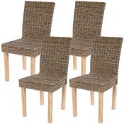 Lot de 4 chaises de séjour Littau chaise en osier, rotin kubu