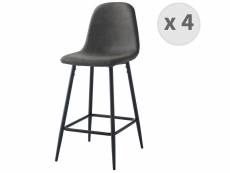 Manchester - chaise de bar vintage microfibre marron foncé pieds métal noir (x4)