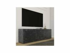Meuble tv 2 portes 2 tiroirs marbre noir - matera -